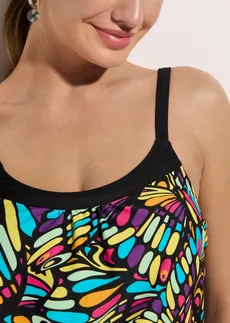 Tankini oversize i kolarki (2 części) • czarny z kolorowym nadrukiem • sklep bonprix