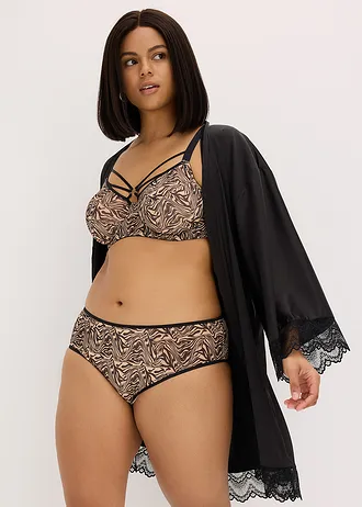 Maxikalhotky z potištěné síťoviny, barva: černá se zebřím potiskem