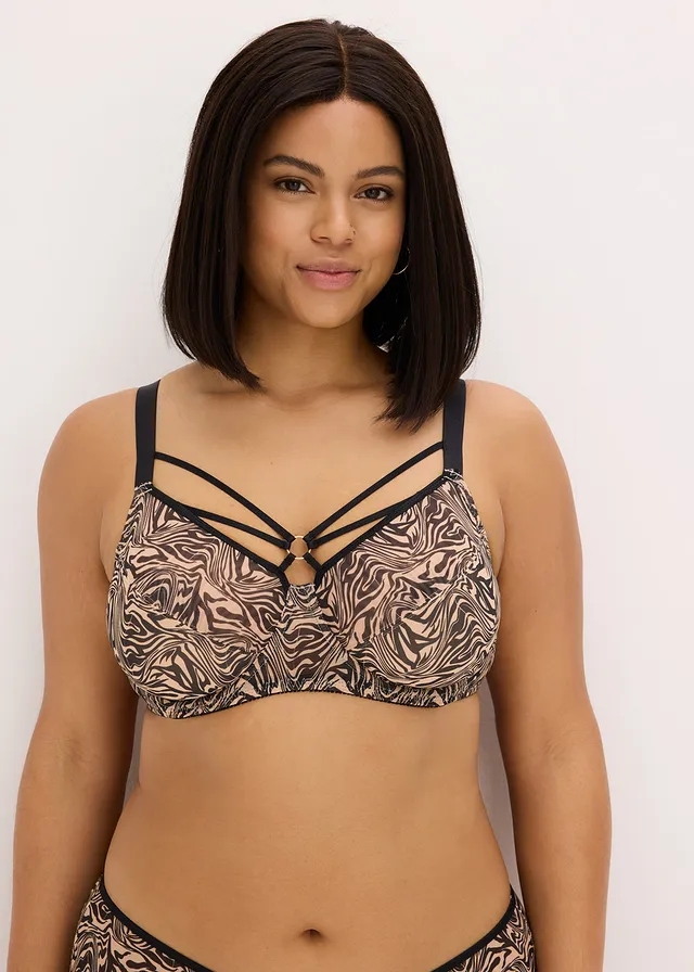 Minimizer bh met sierdetails en mesh met print, Kleur: zwart met zebraprint