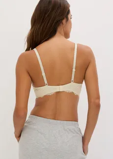 Soutien-gorge à coques en matière brillante, Couleur: écru