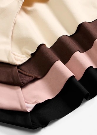 Chiloți maxi panty lejeri din microfibre, fără cusături vizibile (set/4 buc.) • negru + roz-gri + bej nisipiu + maro închis • magazin bonprix