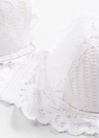 Sutien cu cupe vătuite, din dantelă fină • alb • magazin bonprix