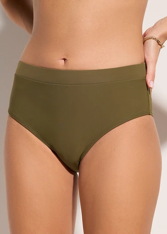 Lekko modelujące sylwetkę figi bikini z wysokim stanem • ciemnooliwkowy • sklep bonprix