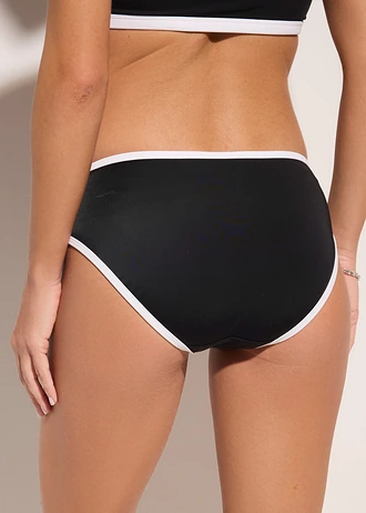 Slip cu cusături contrast albe, culoare: negru