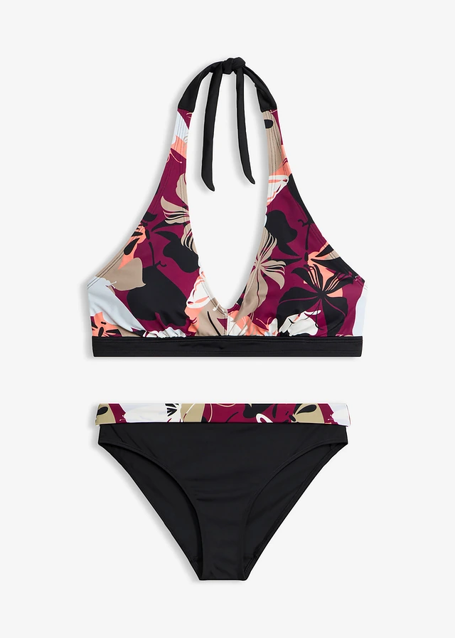 Nyakpántos bikini (2-részes szett) • bordó/fekete • bonprix áruház