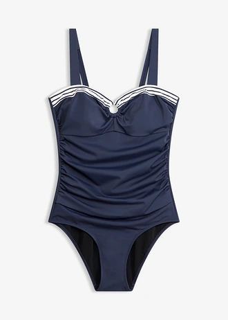 Licht corrigerend badpak, Kleur: donkerblauw/wit