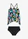 Tankini avec tulle imprimé (ens. 2 pces), Couleur: noir floral