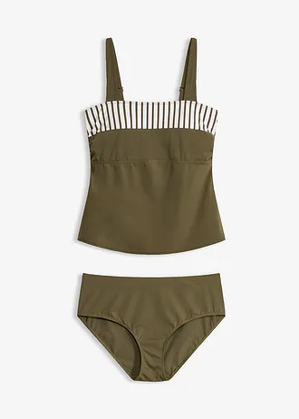 Tankini z szerokimi ramiączkami (komplet 2-cz.) • ciemnooliwkowy • sklep bonprix