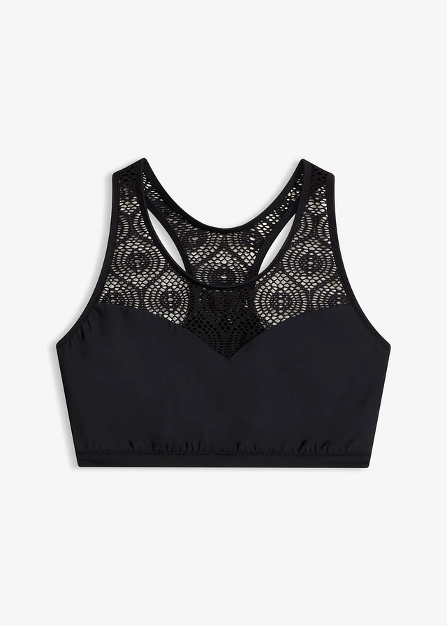 Haut de maillot brassière en dentelle, Couleur: noir