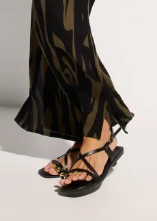 Pantalon de plage en viscose fluide • kaki-noir graphique • Boutique bonprix