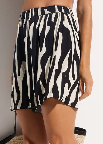 Strandshort van soepele viscose • zwart-beige grafische print • bonprix online shop