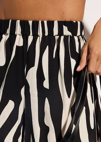 Strand rövidnadrág puha viszkózból • fekete/bézs grafikai mintás • bonprix áruház