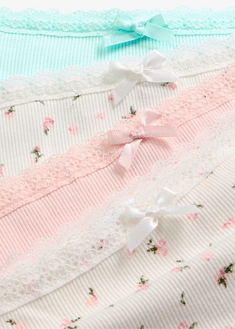 Maxi hipster van zacht geribd katoen (set van 4) • wolwit met print+aquablauw+zachtroze • bonprix online shop