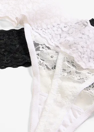 Chilot string tanga din dantelă (set/ 2 buc.) • alb+negru • magazin bonprix