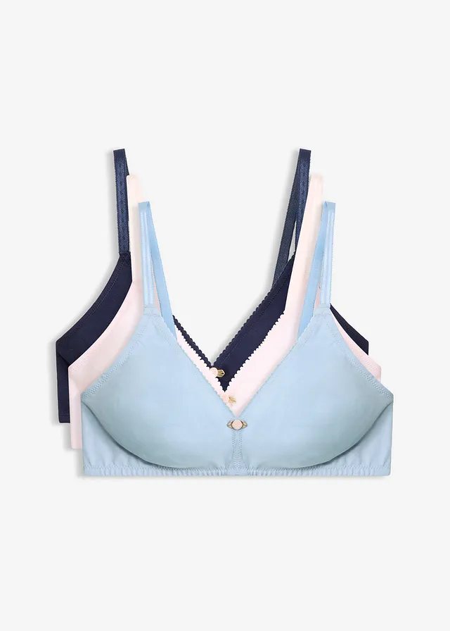 Sutien fără armătură cu bumbac organic (set/3 buc.)