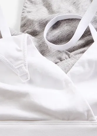 Kojicí podprsenka bez kostic, s organickou bavlnou (2 ks v balení) • světle šedý melír + bílá • bonprix obchod