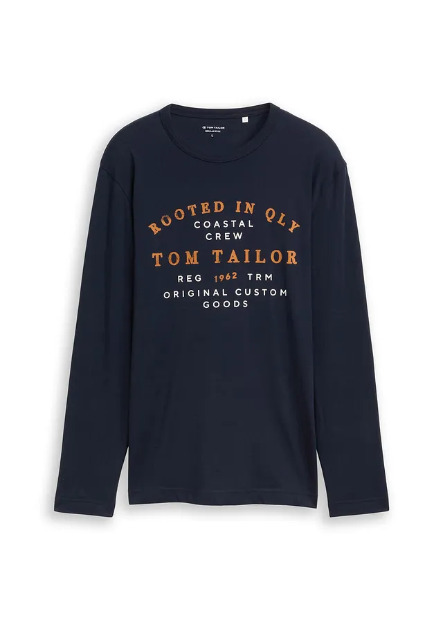 T-shirt manches longues Tom Tailor, Couleur: bleu foncé imprimé