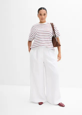 Kalhoty se sklady u pasu, ze splývavého lyocellu, barva: bílá