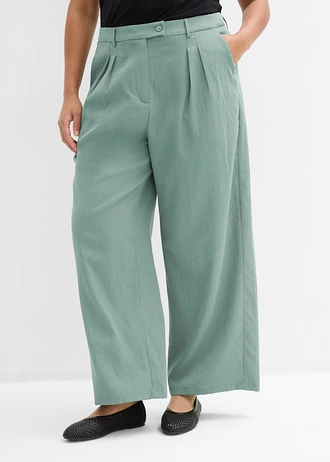 Pantalon avec bouton décoratif, Couleur: gris vert