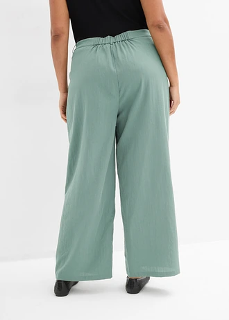 Pantalon avec bouton décoratif, Couleur: gris vert