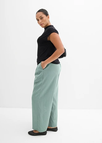 Pantalon avec bouton décoratif, Couleur: gris vert