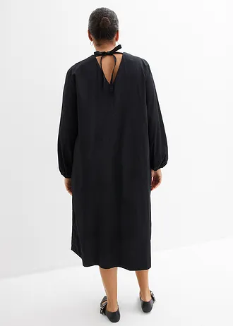 Overhemdjurk met ballonzoom aan de mouwen, Kleur: zwart