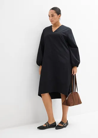 Overhemdjurk met ballonzoom aan de mouwen, Kleur: zwart