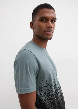 T-shirt z bawełny organicznej • zielony eukaliptusowy - czarny • sklep bonprix