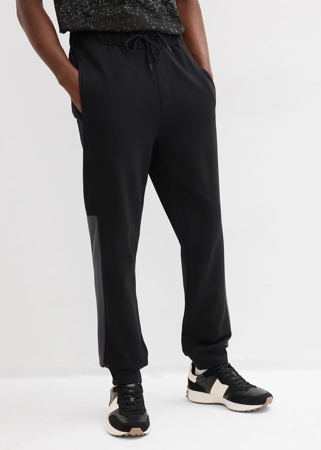 Pantalon de jogging avec polyester recyclé, Couleur: noir/gris ardoise