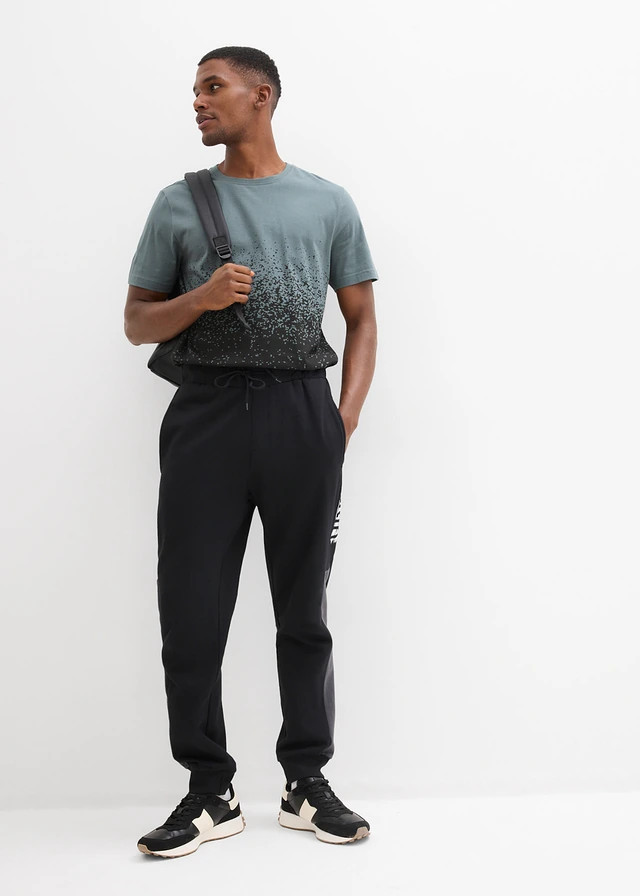 Pantalon de jogging avec polyester recyclé, Couleur: noir/gris ardoise