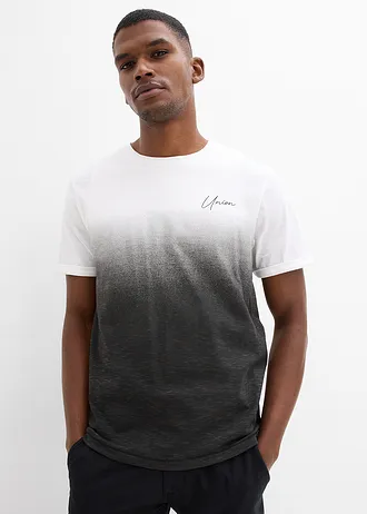 T-shirt van puur katoen, slim fit • wit/zwart • bonprix online shop