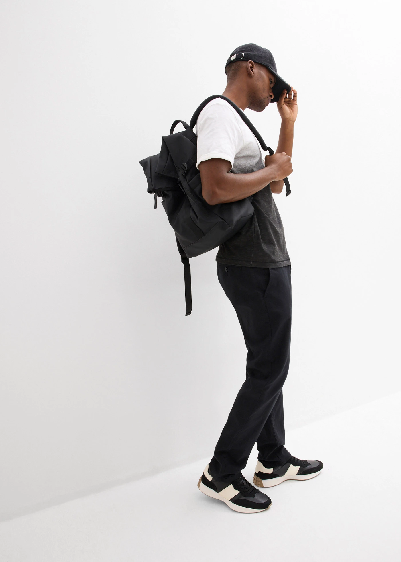 Tricou slim fit din bumbac 100% • negru/alb • magazin bonprix