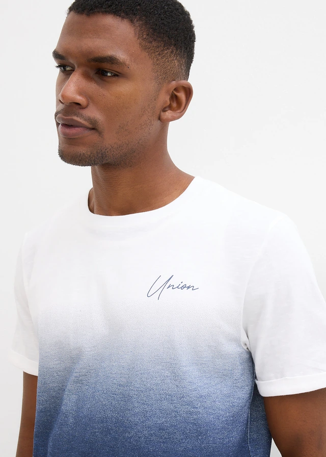 T-shirt van puur katoen, slim fit • donkerblauw/wit • product-page.page-title-suffix