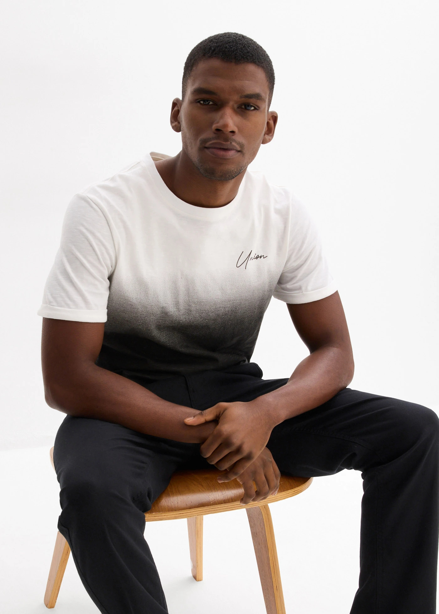 Tricou slim fit din bumbac 100% • negru/alb • magazin bonprix