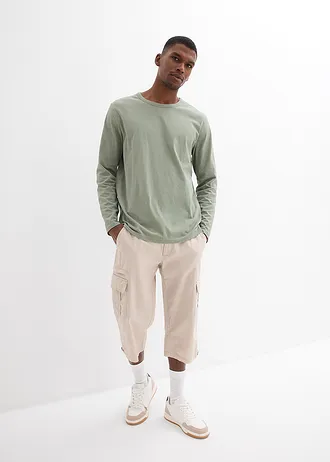 Lange cargo bermuda van katoen, regular fit, Kleur: steengrijs