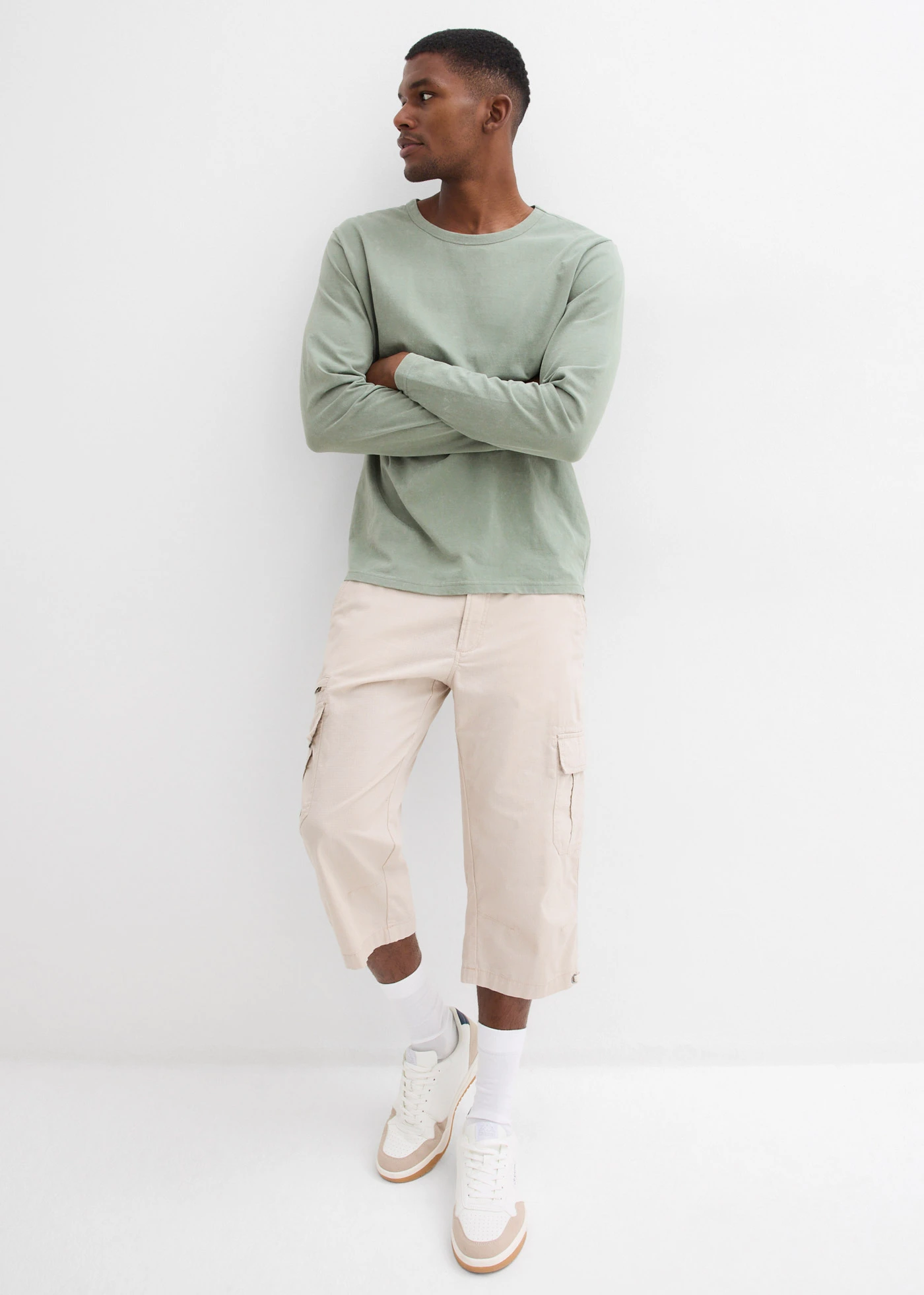 Lange cargo bermuda van katoen, regular fit • steengrijs • bonprix online shop