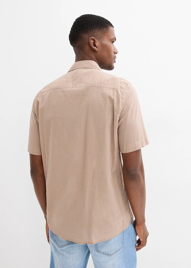 Overhemd met korte mouwen van puur katoen • taupe • product-page.page-title-suffix