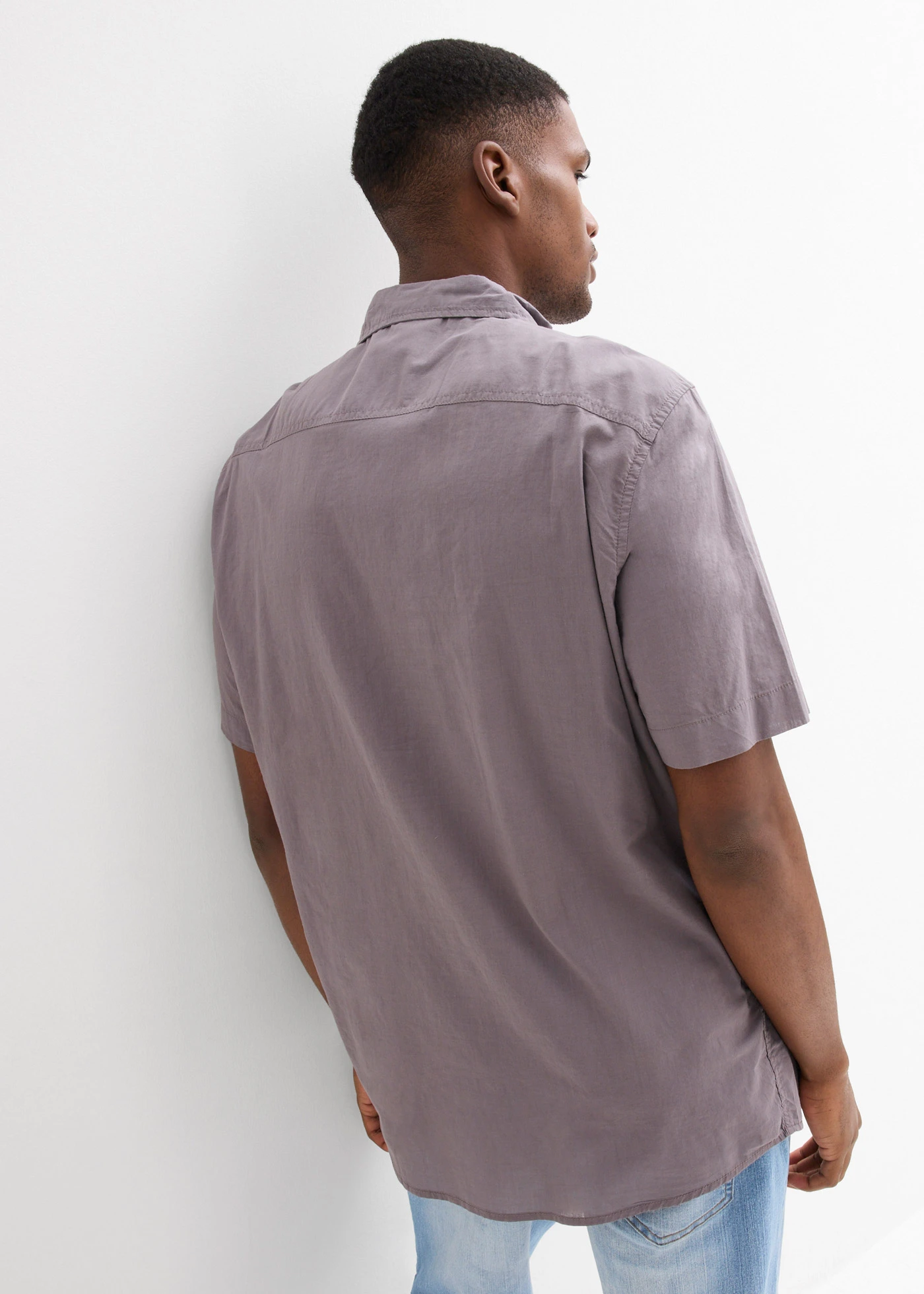 Licht overhemd met korte mouwen • rookgrijs • bonprix online shop