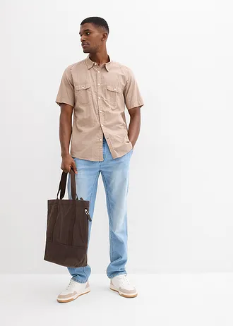 Licht overhemd met korte mouwen, Kleur: taupe