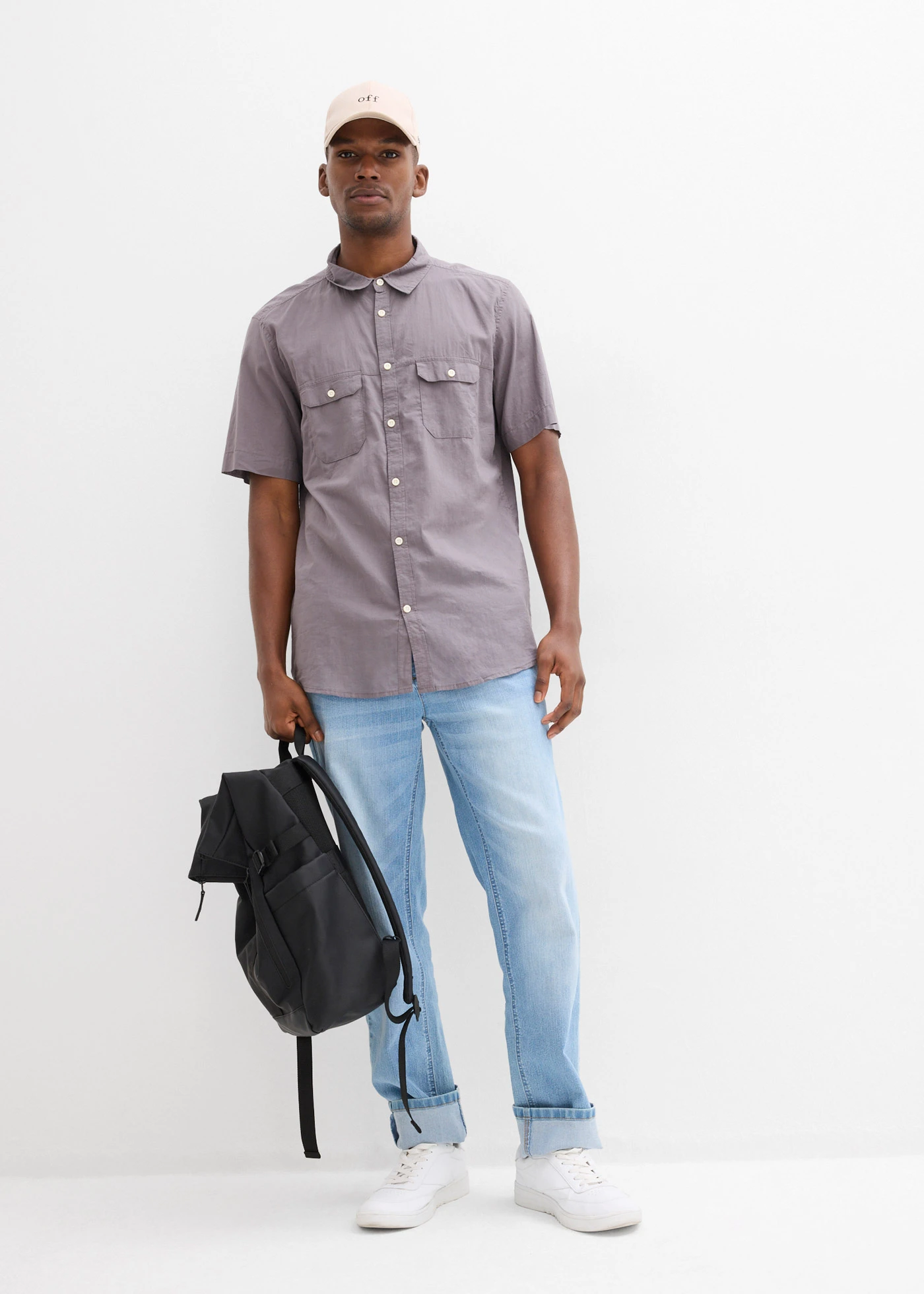 Licht overhemd met korte mouwen • rookgrijs • bonprix online shop