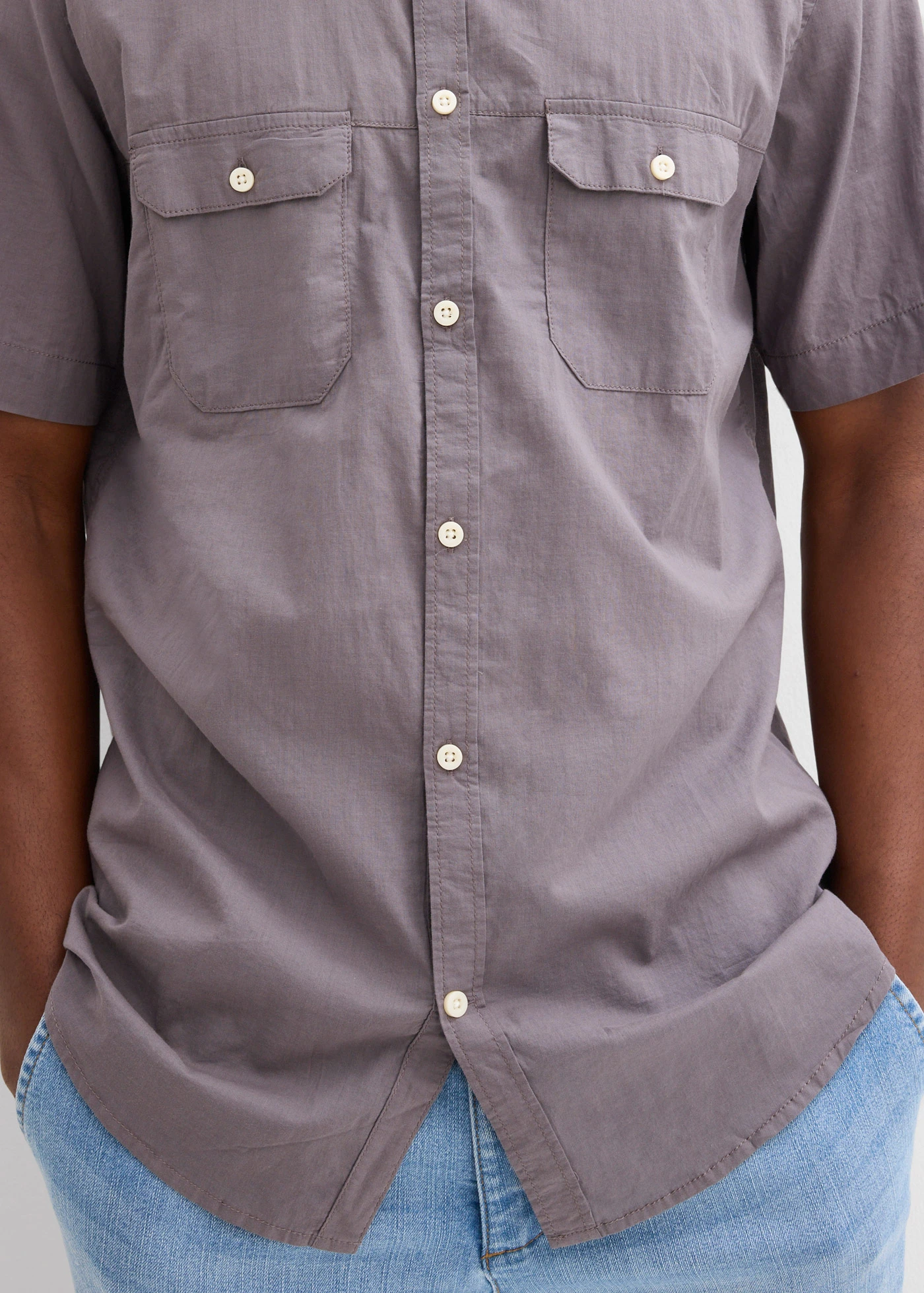 Licht overhemd met korte mouwen • rookgrijs • bonprix online shop