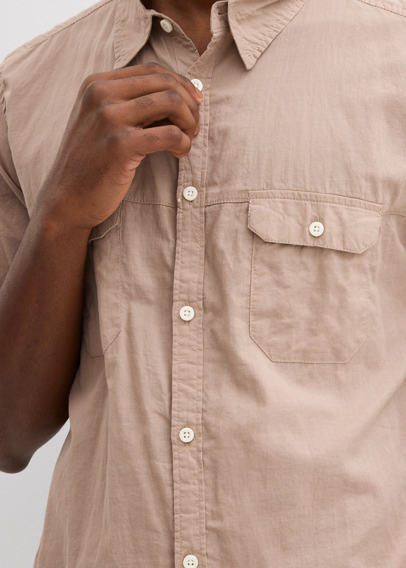 Overhemd met korte mouwen van puur katoen • taupe • bonprix online shop