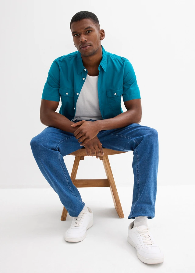 Chemise manches courtes 100% coton • bleu océan • product-page.page-title-suffix