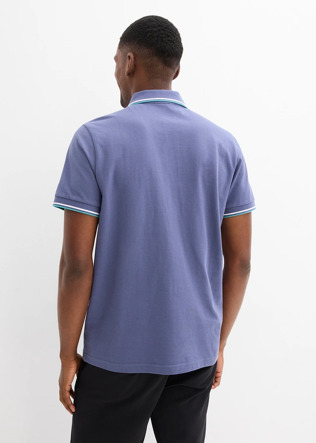 Polo en maille piquée 100% coton, Couleur: indigo