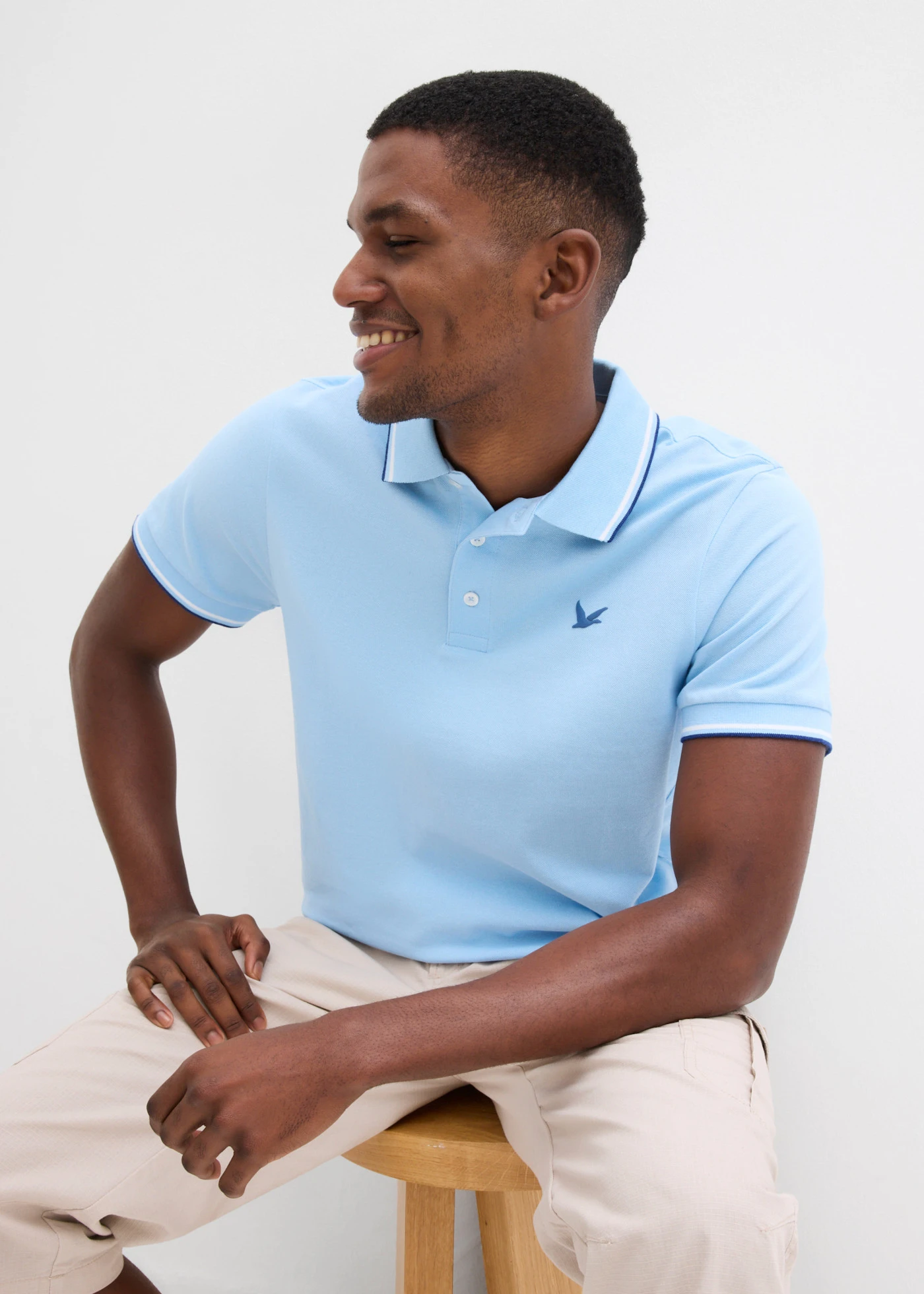 Polo en maille piquée 100% coton • bleu clair • Boutique bonprix