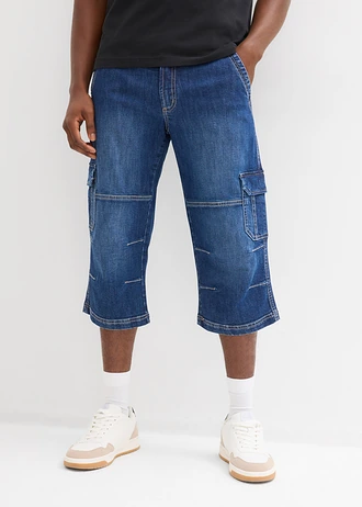 Blugi cargo stretch 3/4 Regular Fit, Straight • albastru denim • magazin bonprix