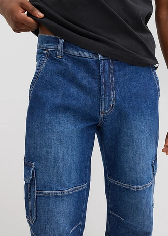 Jeansy bojówki 3/4 regular fit z prostymi nogawkami • niebieski denim • sklep bonprix