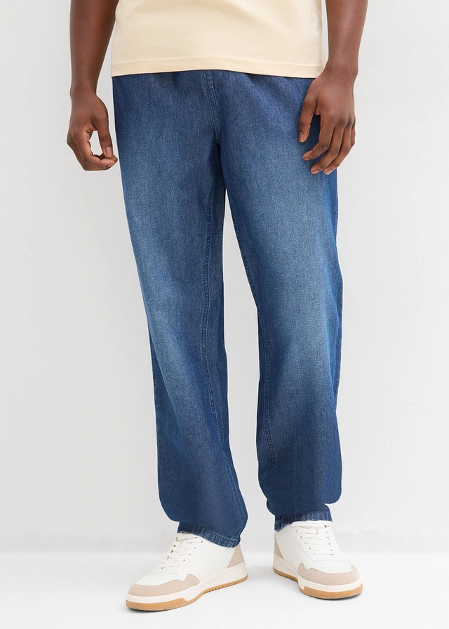 Lot de 2 jeans légers à taille élastiquée, fuselés • bleu denim + bleu clair denim • product-page.page-title-suffix