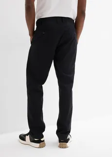 Regular fit linnen chino met comfortband, straight, Kleur: zwart