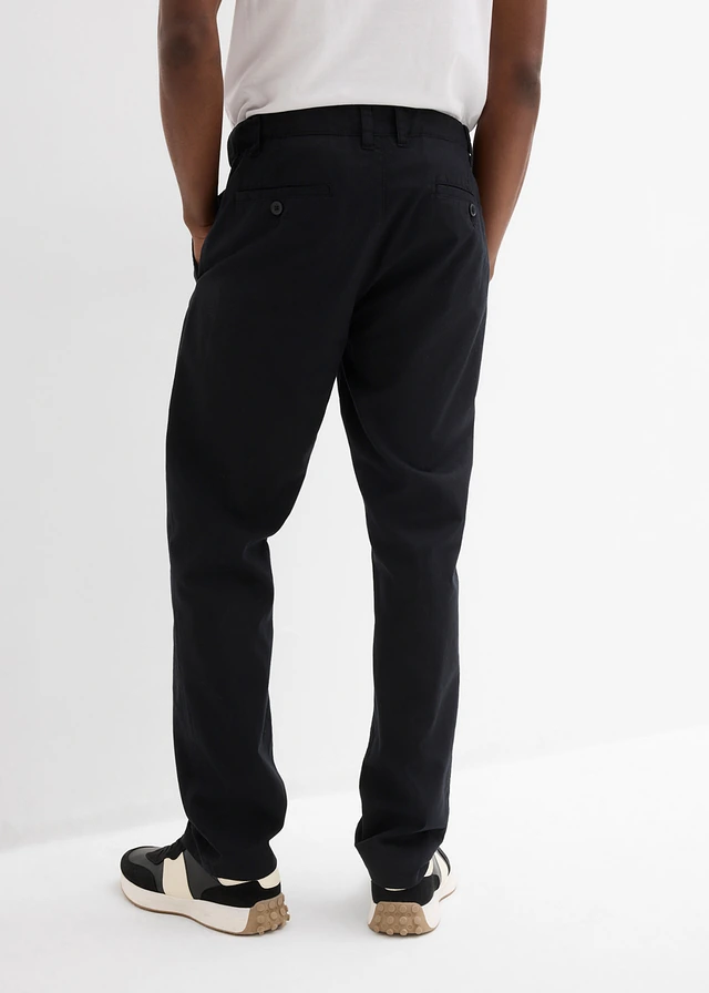Spodnie chinosy z czystego lnu, regular fit, straight • czarny • sklep bonprix